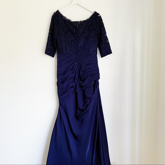 La Femme Navy Mermaid Gown Size 10 Nwot $639 - Picture 6 of 8